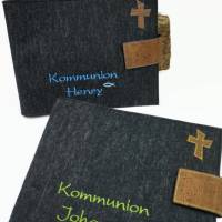 Gästebuch Fotoalbum aus Filz mit Korkkreuz zur Konfirmation Kommunion Bild 6