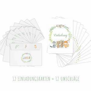 Waldtiere Einladung Karte, 12 Einladungskarten Kindergeburtstag mit Umschlag, Set Einladung Wald-Tiere Freunde Geburtsta Bild 9