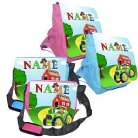 Kindergarten Rucksack oder Tasche Motiv Traktor mit Name / Personalisierbar / Blau / Rosa Bild 1