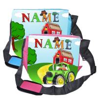 Kindergarten Rucksack oder Tasche Motiv Traktor mit Name / Personalisierbar / Blau / Rosa Bild 4