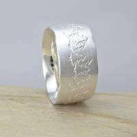 "Waldring" breiter Ring Silber 925 mit individueller Textprägung, Tannen, Wald, Schwarzwald, Koordinaten Bild 7