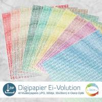 Digipapier Ei-Volution, frühlinghaftes Oster-Papier, 40 digitale Papiere für Ostern mit Küken, Ostereiern und Schriftzug Bild 3