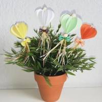 Blumenstecker Origami Papierherzen Kugeln 3 D, 21 cm, Frühling Ostern Muttertag, 4 verschiedene Farben Bild 1