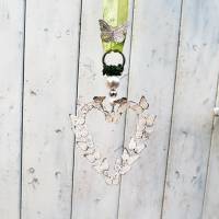 Fensterdeko Herz mit Schmetterlingen Landhausdeko weiß Bild 1