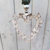 Fensterdeko Herz mit Schmetterlingen Landhausdeko weiß Bild 2