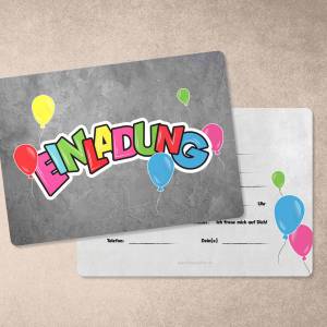 Einladungskarten Luftballons Graffiti, 12 Einladungen zum Geburtstag, Graffiti Ballon, neutrale Einladung Party Bild 6