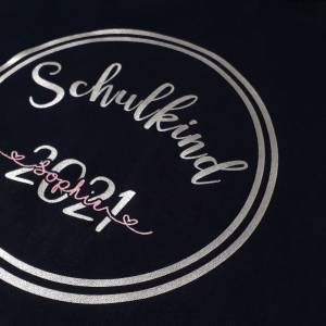 2022 Schulkind T-Shirt, Erstklässler Statement-Shirt, personalisiert, dunkelblau,  Baumwolle Bild 2