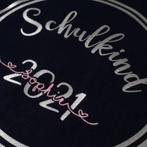 2022 Schulkind T-Shirt, Erstklässler Statement-Shirt, personalisiert, dunkelblau,  Baumwolle Bild 4