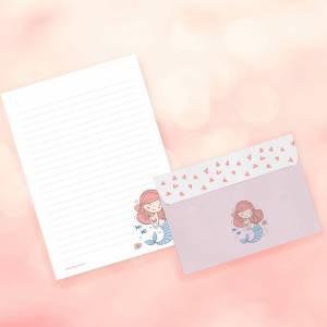 Friendly Fox Kinder Briefpapier Meerjungfrau, 1x DIN A5 Schreibblock mit Linien und 20 Umschläge, Kinder Briefblock Bild 7