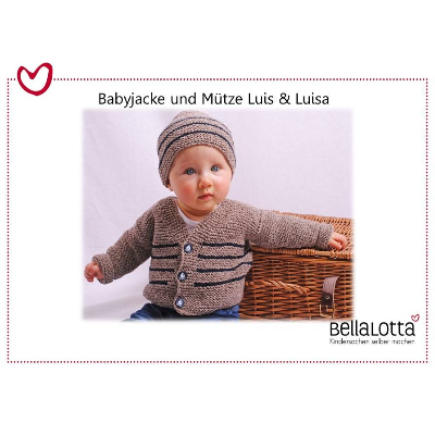 Strickanleitung für das Set aus Babyjacke und Mütze Luis & Luisa in 3 Größen von 3 bis 24 Monaten
