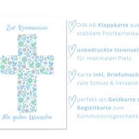 Karte Kommunion Glückwunsch, Kommunionskarte Junge, Erstkommunion, Kommunion Karte Junge, Blumen Karte Kommunion + Umsch Bild 8