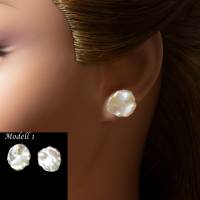 weiße Keshi Perlen Ohrstecker Modell 6, Süßwasser Perle Ohrringe, Braut Ohrringe, feine barocke Bild 3
