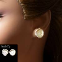weiße Keshi Perlen Ohrstecker Modell 6, Süßwasser Perle Ohrringe, Braut Ohrringe, feine barocke Bild 5