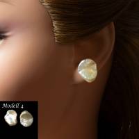 weiße Keshi Perlen Ohrstecker Modell 6, Süßwasser Perle Ohrringe, Braut Ohrringe, feine barocke Bild 6