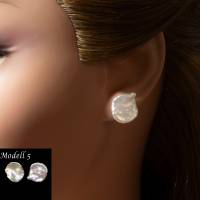 weiße Keshi Perlen Ohrstecker Modell 6, Süßwasser Perle Ohrringe, Braut Ohrringe, feine barocke Bild 7