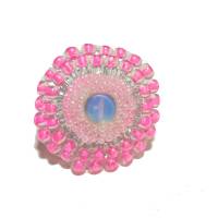 Ring pink pastell rosa candy flieder verstellbar handgefertigt mit Glasperlen Unikat boho Bild 3
