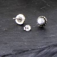 echte Perle mit feiner Silberrosette  925er Silber Hochzeitsschmuck Geschenk Bild 4