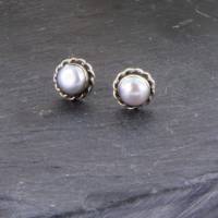 echte Perle mit feiner Silberrosette  925er Silber Hochzeitsschmuck Geschenk Bild 5