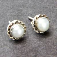echte Perle mit feiner Silberrosette  925er Silber Hochzeitsschmuck Geschenk Bild 6