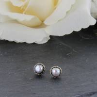 echte Perle mit feiner Silberrosette  925er Silber Hochzeitsschmuck Geschenk Bild 8