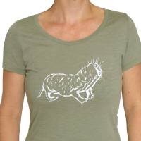 Nacktmull, fair gehandelte Biobaumwolle, T-Shirt Frauen, helles oliv Bild 1