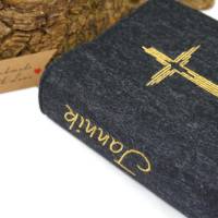 Gotteslobhülle Bibelhülle mit eingesticktem Namen und Kreuz, Geschenk zur Kommunion Konfirmation Bild 6