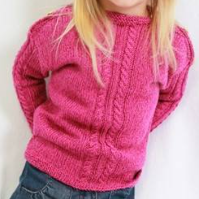 Strickanleitung für den Zopfmusterpulli Celina in den Größen 74 bis 104, vom Baby bis Kleinkind