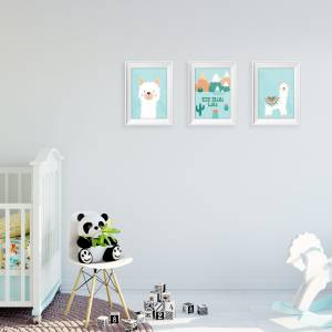 Lama Kinderzimmer Poster Set, 3x Wandbilder Kinderzimmer mit Alpaka & Kaktus und Spruch auf Deutsch, Bilder Babyzimmer, Bild 4