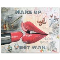 MAKE UP NOT WAR „Alles ist besser als Krieg“ 2022 handgemalt, 40x50cm Mixed Media Bild 1