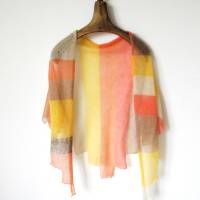 Leichtes Mohair-Tuch gestrickt in gedämpfte Farben, zartes Dreiecktuch xl,  duftiges Umschlagtuch Bild 4