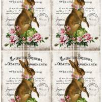 Bastelpapier - Decoupage-Papier - A4 - Softpapier - Vintage - Shabby - Hase - Bunny - Lapin - Ostern - 12972 Bild 3