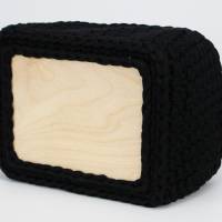 Utensilo rechteckig mit Holzboden schwarz aus Textilgarn Häkelkorb für Wickeltisch recycelte Baumwolle Osterkorb Bild 3