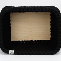 Utensilo rechteckig mit Holzboden schwarz aus Textilgarn Häkelkorb für Wickeltisch recycelte Baumwolle Osterkorb Bild 4