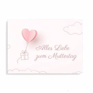 Muttertag Karte, Grußkarte Muttertag, Muttertagskarte mit Heißluftballon, Glückwunschkarte Muttertag für die beste Mama Bild 1
