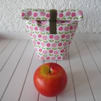 Lunchbag / Brotbeutel / Frühstücksbeutel / Badetasche klein / Blumen rosa grün Bild 1