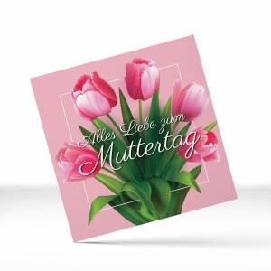Muttertag Karte, Grußkarte Muttertag, Muttertagskarte mit rosa Tulpen, Glückwunschkarte Muttertag für die beste Mama der Bild 1