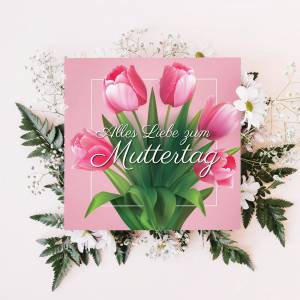 Muttertag Karte, Grußkarte Muttertag, Muttertagskarte mit rosa Tulpen, Glückwunschkarte Muttertag für die beste Mama der Bild 2