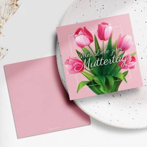 Muttertag Karte, Grußkarte Muttertag, Muttertagskarte mit rosa Tulpen, Glückwunschkarte Muttertag für die beste Mama der Bild 6