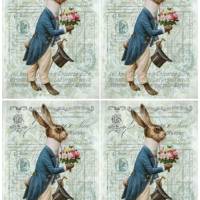Bastelpapier - Decoupage-Papier - A4 - Softpapier - Vintage - Shabby - Hase - Bunny - Lapin - Ostern - 12971 Bild 3