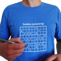 Sudoku Bio T-Shirt. Gr. S Männer, blau. Siebdruck handbedruckt Bild 1