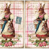 Bastelpapier - Decoupage-Papier - A4 - Softpapier - Vintage - Shabby - Hase - Bunny - Lapin - Ostern - 12970 Bild 2