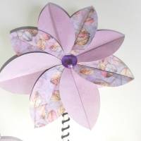 Set aus 3 Blumenstecker Origami Papierblumen, lila floral, 21 cm, Frühling Ostern Muttertag Bild 4