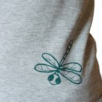 Libelle, graues Bio-T-Shirt für Frauen, Gr. S. Siebdruck handbedruckt Bild 3