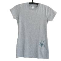 Libelle, graues Bio-T-Shirt für Frauen, Gr. S. Siebdruck handbedruckt Bild 4