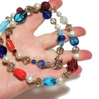 Kette Barockperlen und Glas bunte Lebensfreude als Geschenk für sie Perlenkette Muttertag Bild 3