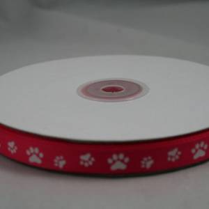 1 m Ribbon Ripsband Tatzen Hunde 10 mm, pink Bild 1