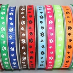 1 m Ribbon Ripsband Tatzen Hunde 10 mm, pink Bild 3