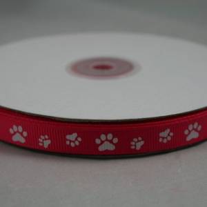1 m Ribbon Ripsband Tatzen Hunde 10 mm, pink Bild 4