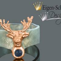 Goldschmiedering "deer" in 925er Sterling Silber mit einer Rosé-Vergoldung Bild 1