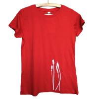 Kabel, Bio T-Shirt für Frauen, rot, Gr. S, Siebdruck handbedruckt. Bild 2